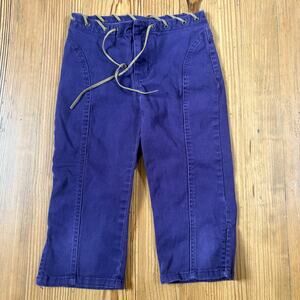 Jordache retro purple leather stitch trim wide leg cropped pant SIZE 8